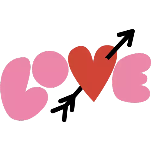 Love Red Heart With Arrow Between Love In Pink And Red Bubble Letters Sticker - Love Red Heart With Arrow Between Love In Pink And Red Bubble Letters Heart Stickers