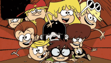 a cartoon of the loud house characters posing for a photo