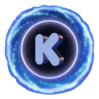 a blue circle with a letter k in the center