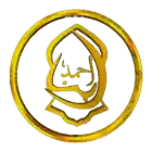 a gold circle with arabic writing in the center