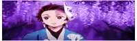 a boy with a fox mask on his head is standing in front of a purple tree .