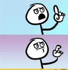 a cartoon of a stick figure making a funny face and giving a middle finger .