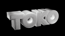 a 3d rendering of the word toko against a black background