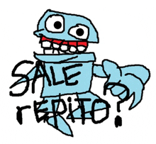 a drawing of a robot with the words sale terito on it