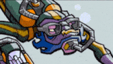 a cartoon drawing of a robot with bubbles coming out of it 's mouth