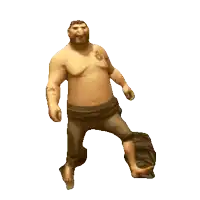 a man with a tattoo on his chest stands on a rock