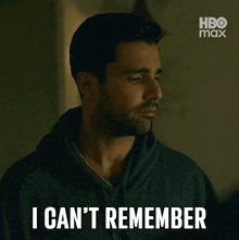a man says i can 't remember in front of a hbo max logo