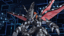 a video game character with red and black wings and claws