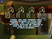 a screenshot of a game that says there are not enough free memory blocks