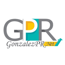 a logo for gpr gonzalezpr.net with a yellow arrow pointing up