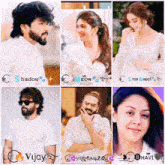 a collage of images of a man and a woman with the name vijay on the bottom right