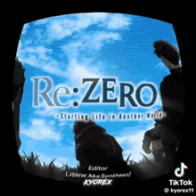 a poster for re : zero starting life in another world with a blue sky in the background