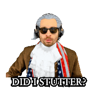 a man wearing sunglasses and a scarf with the words did i stutter