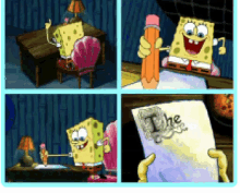 sponge bob homework drawing writing write