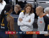 a basketball game between boston and indiana is being played