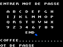 a black screen with white letters and numbers and the words entrer mot de passe at the top