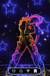 a neon drawing of a person with the word like written on it