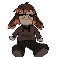 a pixel art of a girl wearing glasses and a hoodie