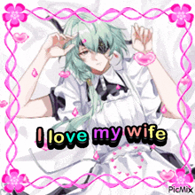 a picture of a man in a maid outfit with the words i love my wife