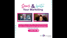 an advertisement for spark & ignite your marketing shows a man and a woman