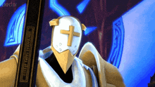 a video game character is holding a book that says " destiny "