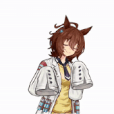 a drawing of a girl wearing a white jacket that says winter on it