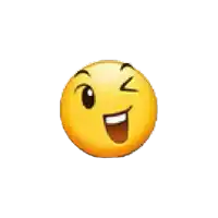 a yellow smiley face with a big smile and a winking eye .