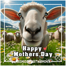 a picture of a sheep with the words happy mothers day