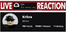 a screenshot of a person 's facebook page with a live reaction banner above it