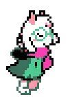 a pixel art drawing of a cat wearing a pink scarf and glasses .