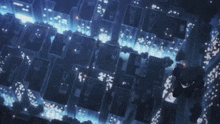 a close up of an anime character 's blue eye