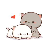 two cartoon cats are hugging each other with a heart behind them