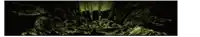 a black background with a green glowing brush stroke