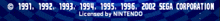 licensed by nintendo is written on a blue and white background