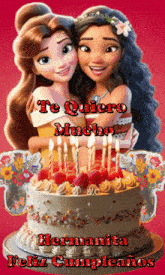 a birthday cake with candles and the words hermanita feliz cumpleanos
