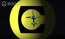 a yellow circle with a black letter c in the middle