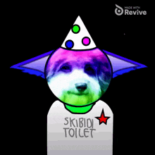 a cartoon of a dog wearing a skibidi toilet t-shirt