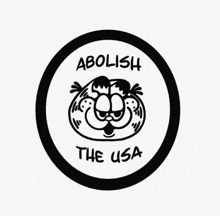 a black and white sticker that says abolish the usa on it