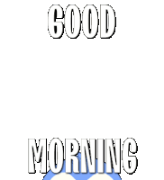a blue and white penguin with the words good morning written on it