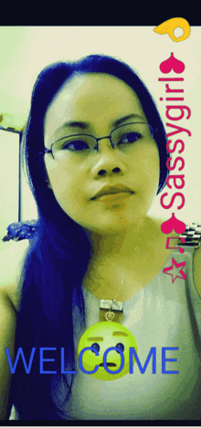 a picture of a woman with sassygirl written on the top