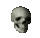 a pixel art of a skull on a white background