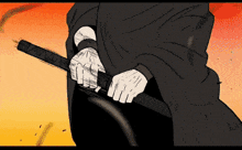 a drawing of a person holding a sword in their hands
