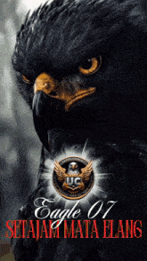a poster with an eagle and the words eagle 07 setejam mata elang