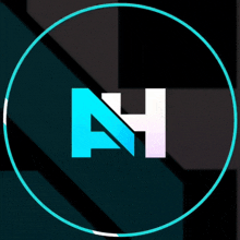 the letter n is in a circle with a black background