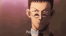 a close up of a man 's face with the words hi naf on the bottom