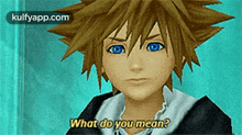 a cartoon character is asking what do you mean