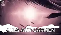 a purple background with the words ares and carmen above it