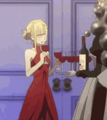 Anime Wine Anime Irl Red Dress Red Wine Im Done GIF - Anime Wine Anime Irl Red Dress Red Wine Im Done GIFs