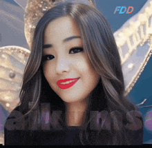 a picture of a woman with red lipstick and the word fdd on the bottom right