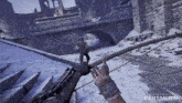 a person holding a bow and arrow in a video game called benemoth